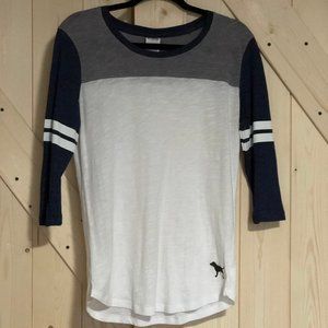 PINK 3/4 Sleeve Baseball Tee